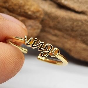 ZODIAC Gold VIRGO 18k Gold plated Ring Horsesh ONE SIZE / Adjustable